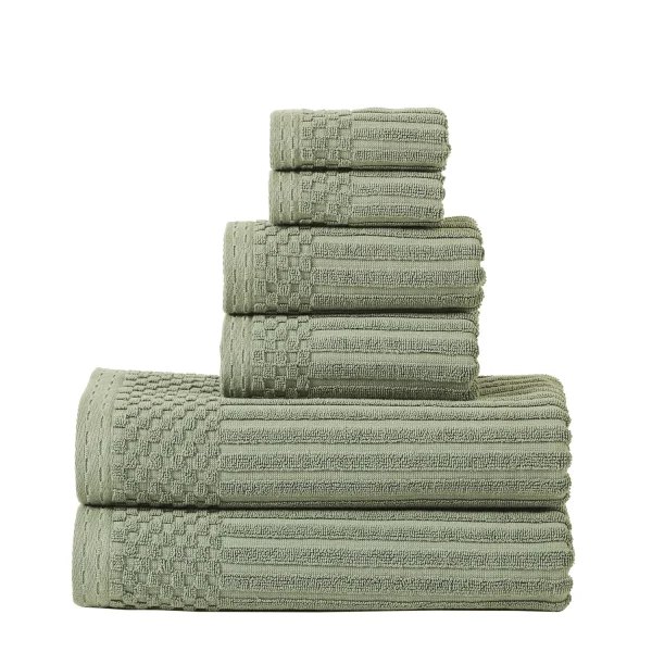 Basil Rib Stripes Towels Set 600 Gsm Cotton