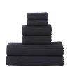 Black Rib Stripes Towels Set 600 Gsm Cotton