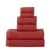 Burgundy Rib Stripes Towels Set 600 Gsm Cotton