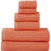 Coral Ribbed Stripes Towels Set 600 Gsm Cotton