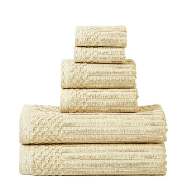 Ivory Rib Stripes Towels Set 600 Gsm Cotton
