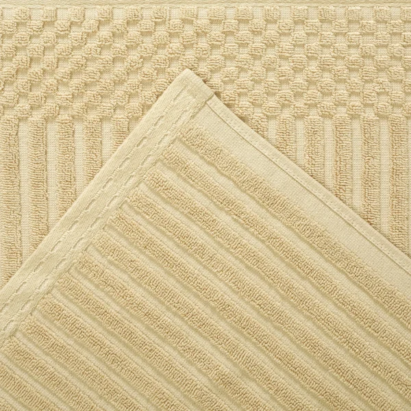 Ribbed Textured Towels Set 600 Gsm Cotton Ivory