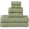Sage Green Ribbed Stripes Towels Set 600 Gsm Cotton
