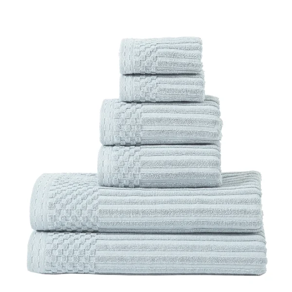 Slate Blue Rib Stripes Towels Set 600 Gsm Cotton