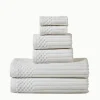 White Rib Stripes Towels Set 600 Gsm Cotton
