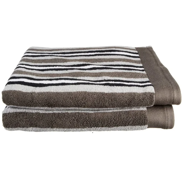 550 GSM Striped Bath Towel Set Of 2, Long-Staple Combed Cotton Body Towels  - LoftyStyles