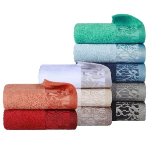 500 Gsm Floral Embroidery Bath Towel Set Of 2 Soft Luxurious Body Towels