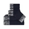 500 Gsm Floral Embroidery Towel Set Of 8 Black