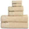 Beige Bath Towels With Embroidery