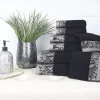 Luxurious 500 Gsm Floral Embroidery Towel Set Of 8 Black