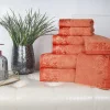 Luxurious 500 Gsm Floral Embroidery Towel Set Of 8 Mandarin
