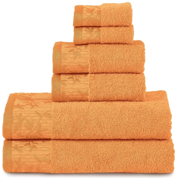 Mandarin Orange Bath Towels With Embroidery