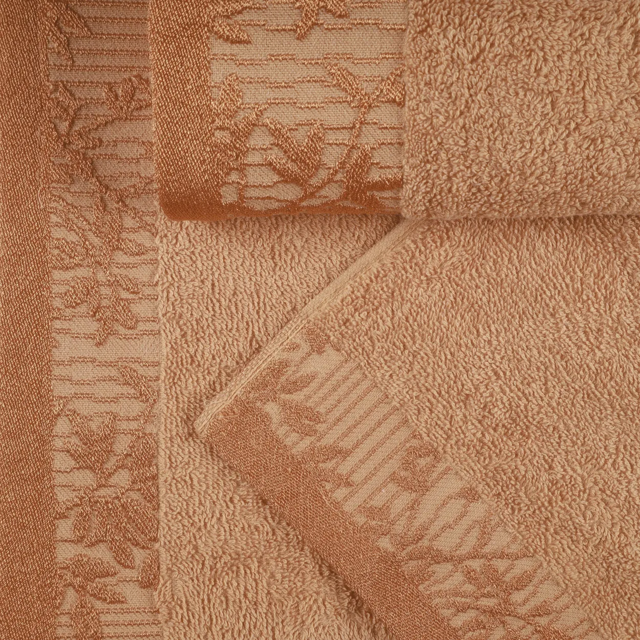 Cotton Bath Towel Set Floral Embroidery Mandarin Orange