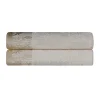 Floral Border Cotton Bath Towel Set Of 2 Ivory