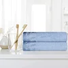Floral Border Cotton Bath Towel Set Of 2 Light Blue Towels