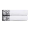 Floral Border Cotton Bath Towel Set Of 2 White Grey