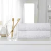 Floral Border Cotton Bath Towel Set Of 2 White Towels