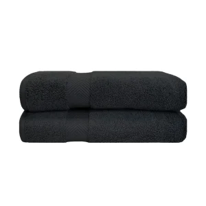 575 Gsm Cotton Bath Sheet Set Of 2 Oversized Zero Twist Towels Black
