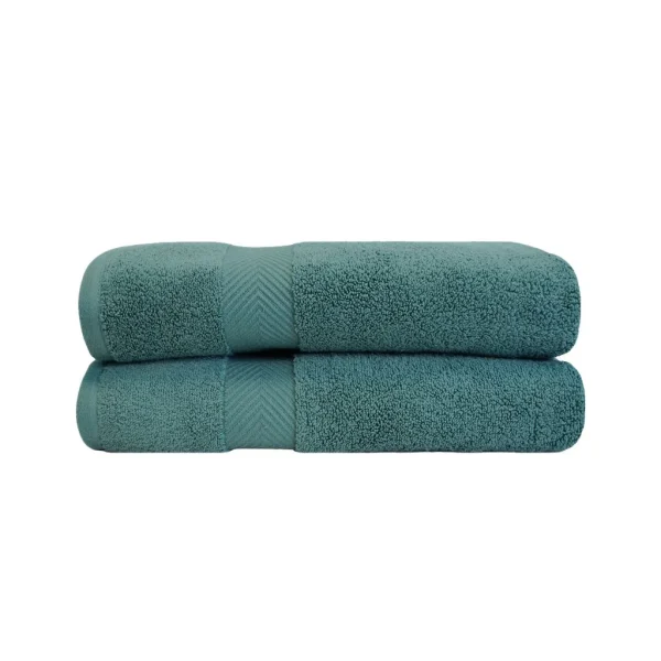 575 Gsm Cotton Bath Sheet Set Of 2 Oversized Zero Twist Towels Jade Green