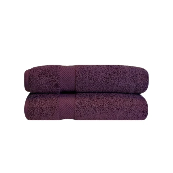 575 Gsm Cotton Bath Sheet Set Of 2 Oversized Zero Twist Towels Purple
