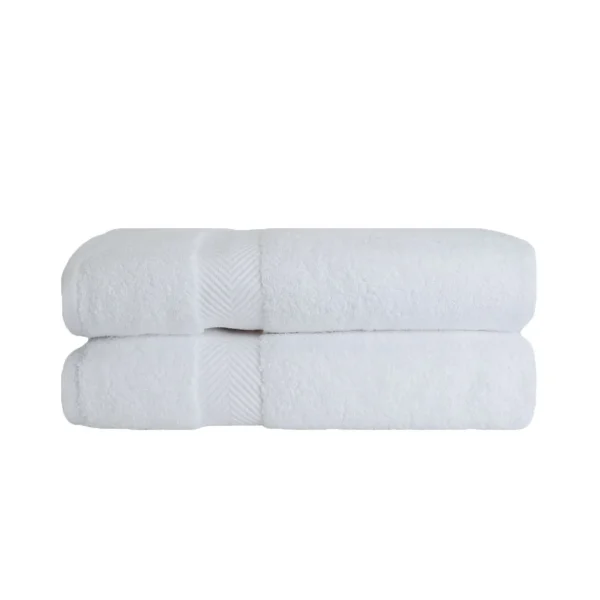 575 Gsm Cotton Bath Sheet Set Of 2 Oversized Zero Twist Towels White
