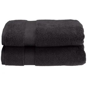 575 Gsm Cotton Bath Towel Set Zero Twist Body Towels Black
