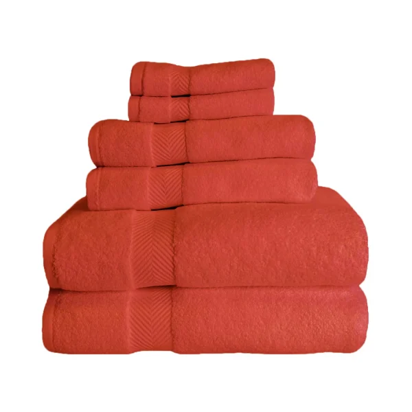 575 Gsm Cotton Towel Set Of 6 Zero Twist Brick Red