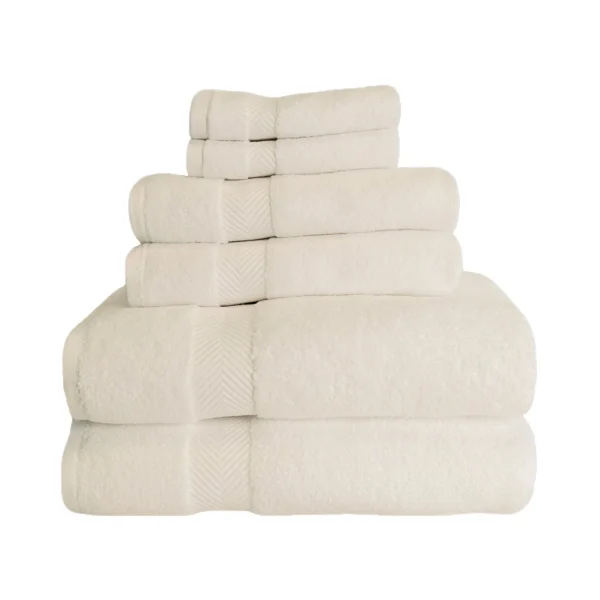 575 Gsm Cotton Towel Set Of 6 Zero Twist Ivory